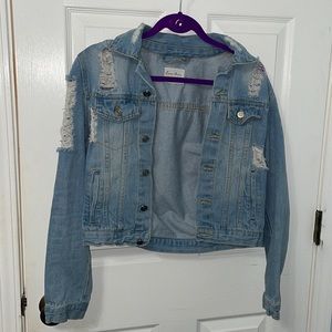 Love Tree Distressed Denim Jacket. Size S!